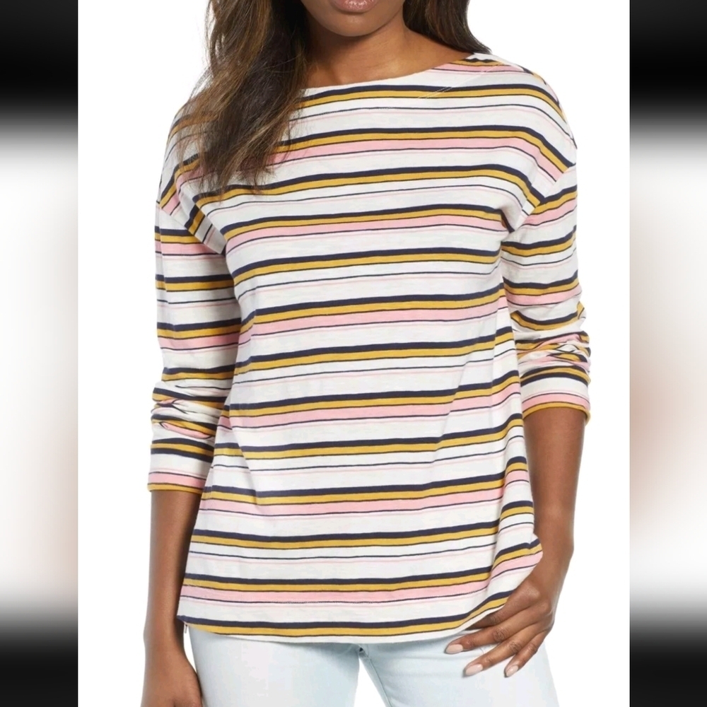 Caslon,Striped Multicolor Women's Top,Size 1x